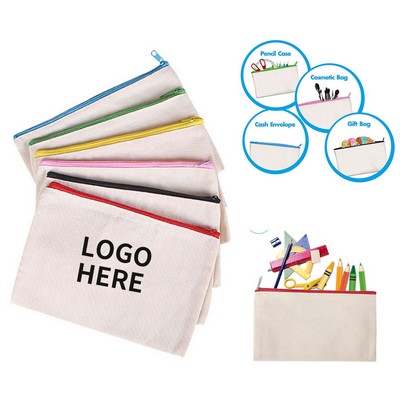 Canvas Zip Pencil Cases for Students