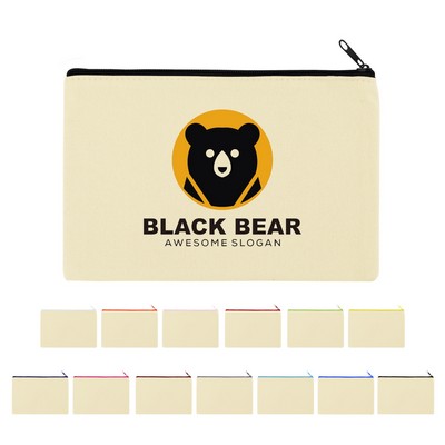 9" x 6" Cotton Canvas Zippered Accessory Pouch